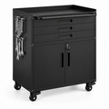 KAER Rolling Tool Cabinet with 3 Drawers, Lockable Doors & Pegboard Sides
