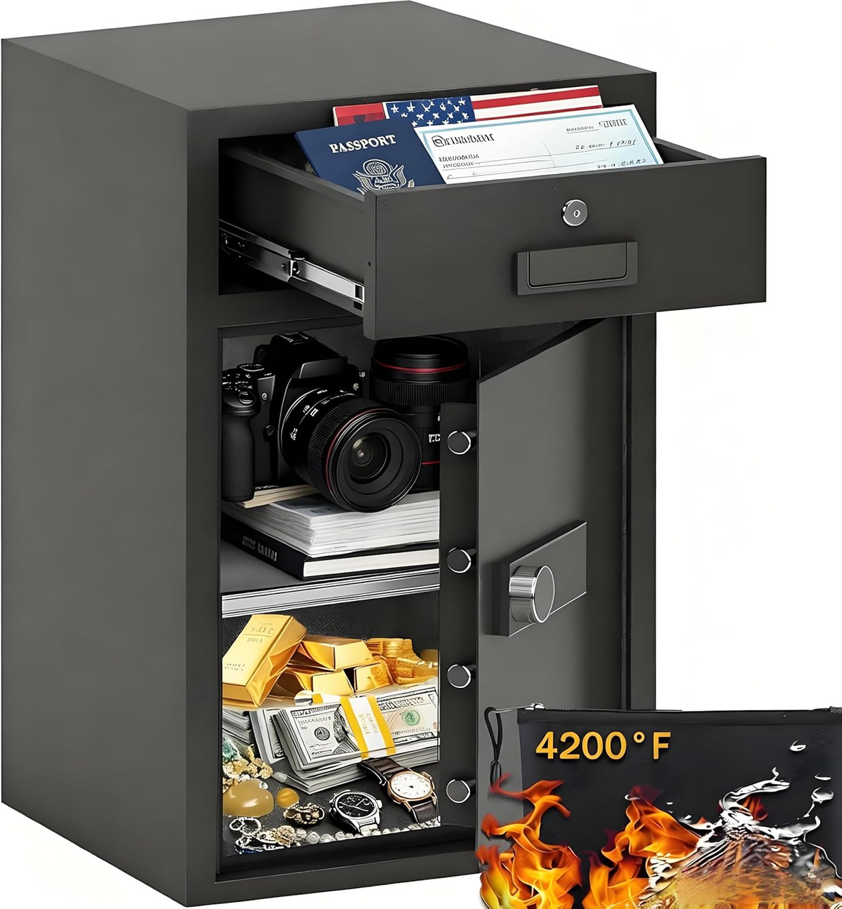5.1 Cuft Extra Large Drawer Style Safe Box - Sapital