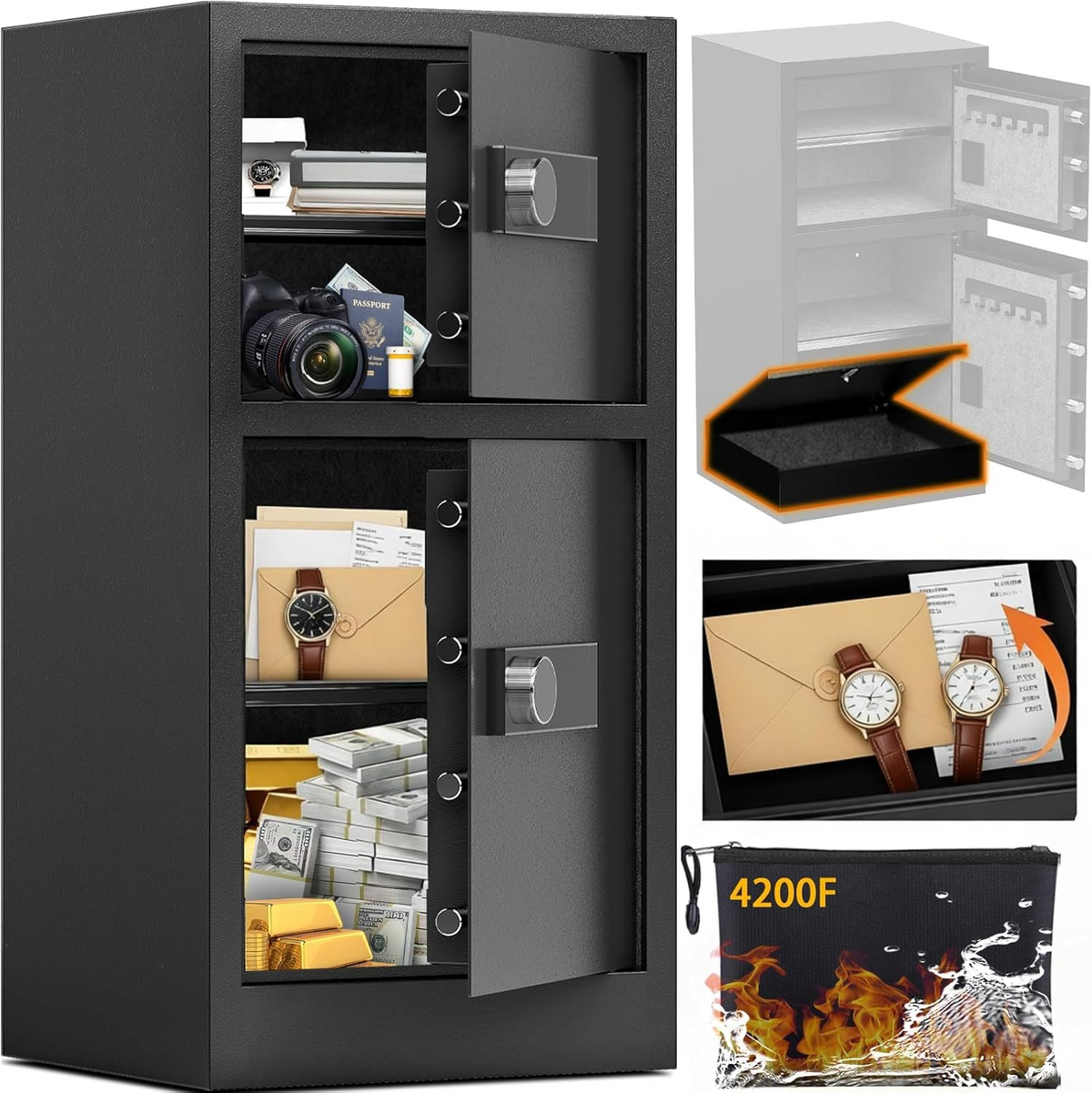 8.6 Cuft Extra Large Dual Door Safe Box