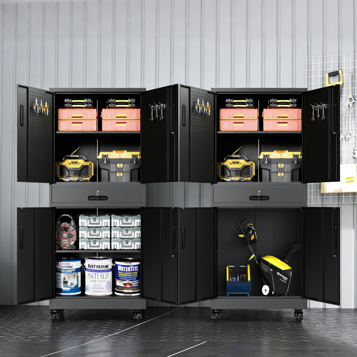 KAER 71"H Mobile 4-Tier Metal Garage Storage With 1 Drawer