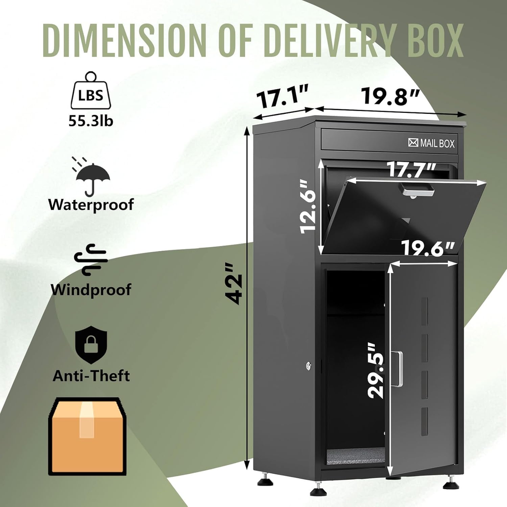 42''H Anti-Theft Large Package Delivery Box - Sapital