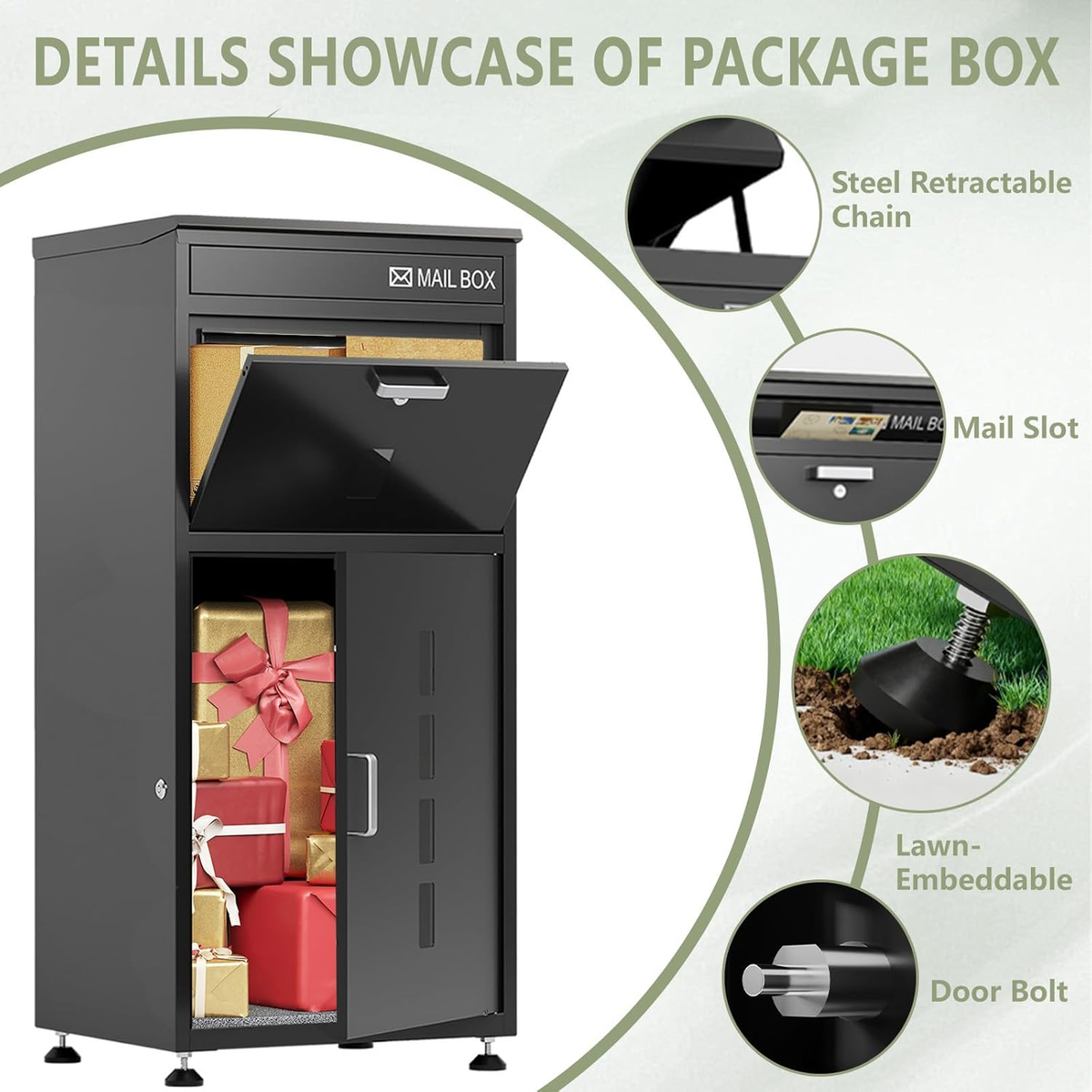 42''H Anti-Theft Large Package Delivery Box - Sapital