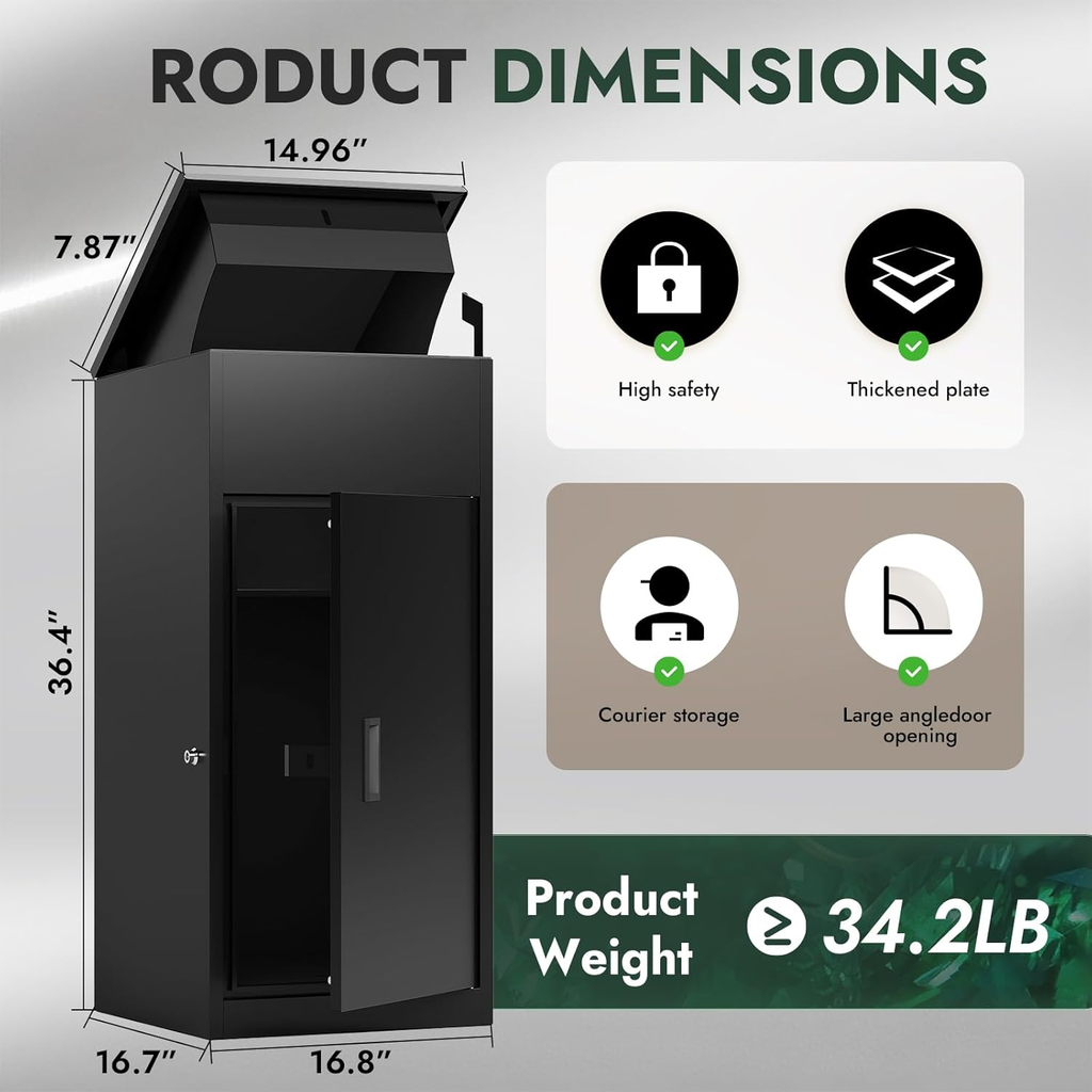 44.5"H Metal Package Delivery Box - Sapital