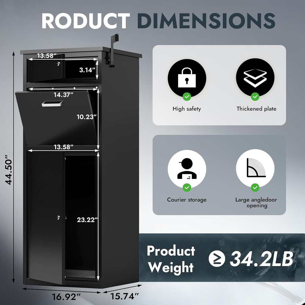 44.5"H Metal Package Delivery Box - Sapital