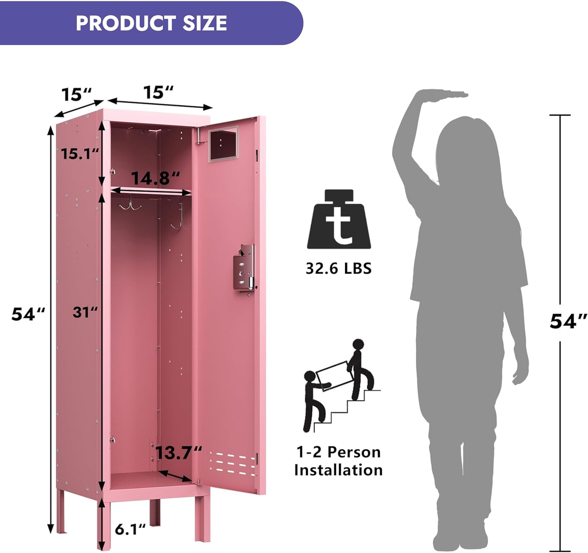 54"H Metal Locker with Card Slot - Sapital