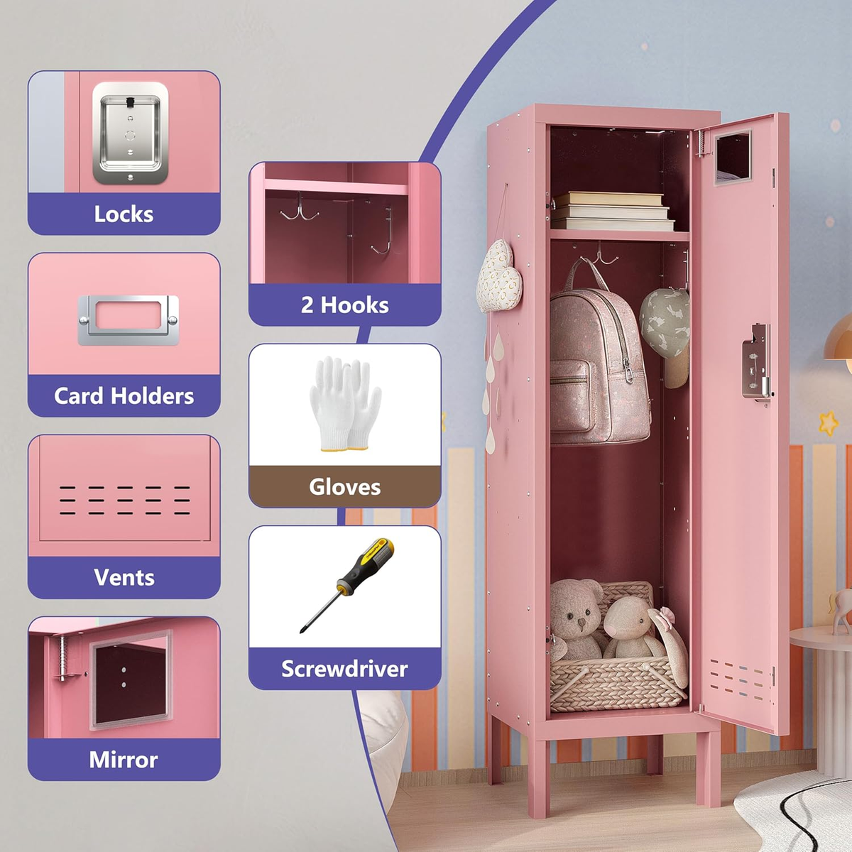 54"H Metal Locker with Card Slot - Sapital