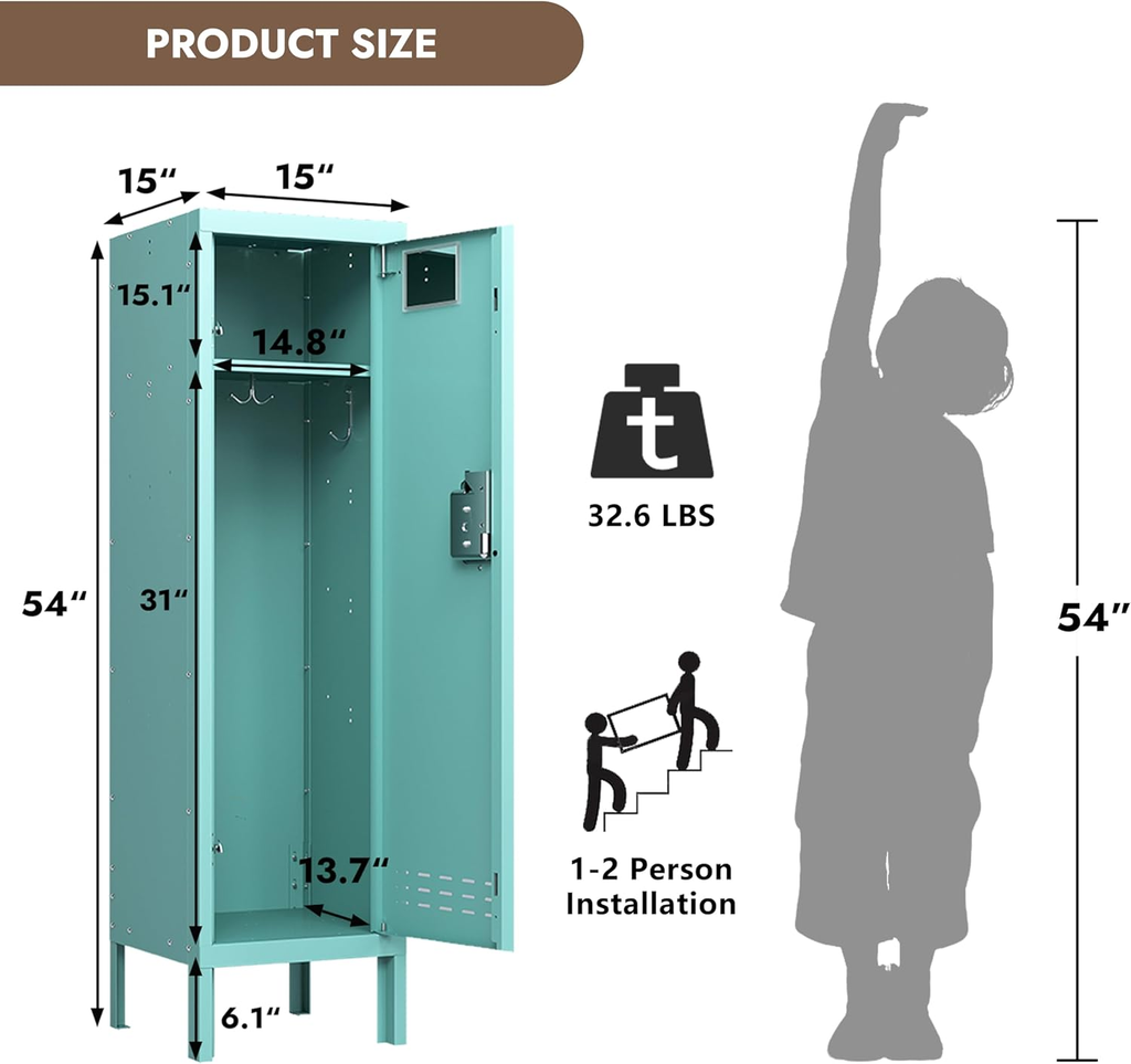 54"H Metal Locker with Card Slot - Sapital