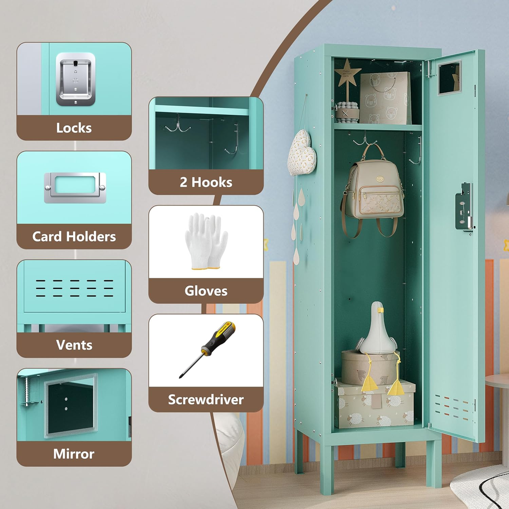 54"H Metal Locker with Card Slot - Sapital