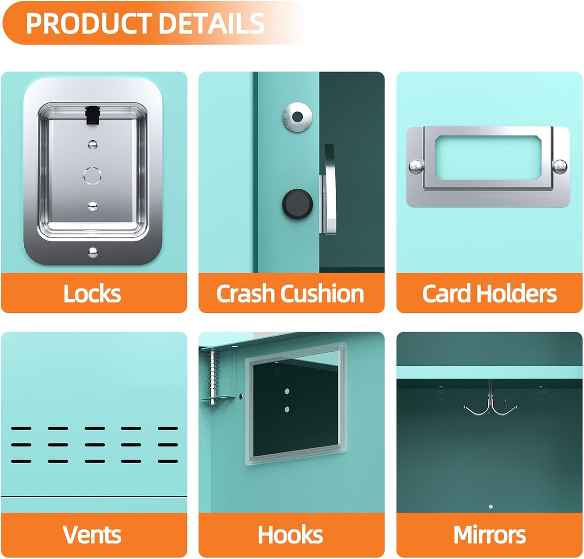 54"H Metal Locker with Card Slot - Sapital