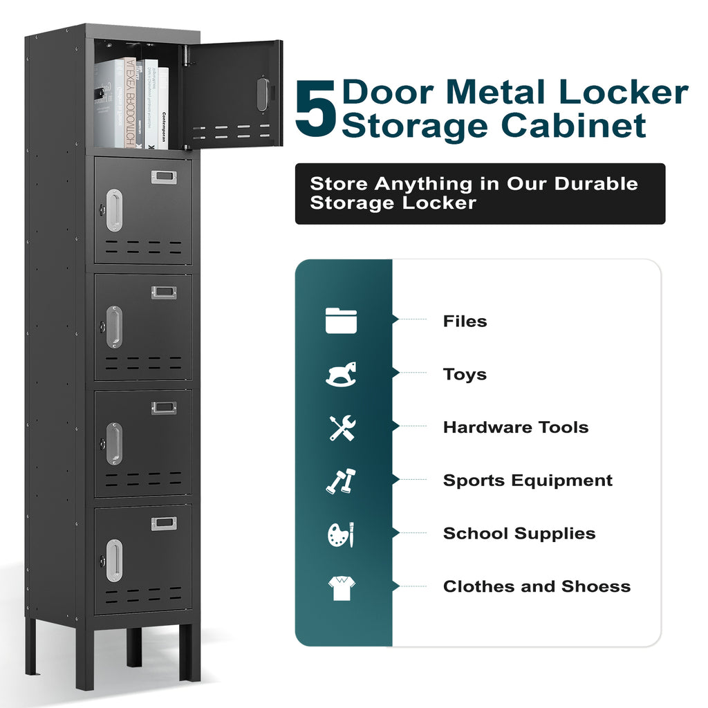 66" Height Metal Storage Locker 5 Door - Sapital