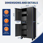 KAER 71"H Mobile 4-Tier Metal Garage Storage With 1 Drawer