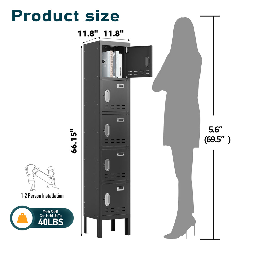 66" Height Metal Storage Locker 5 Door - Sapital