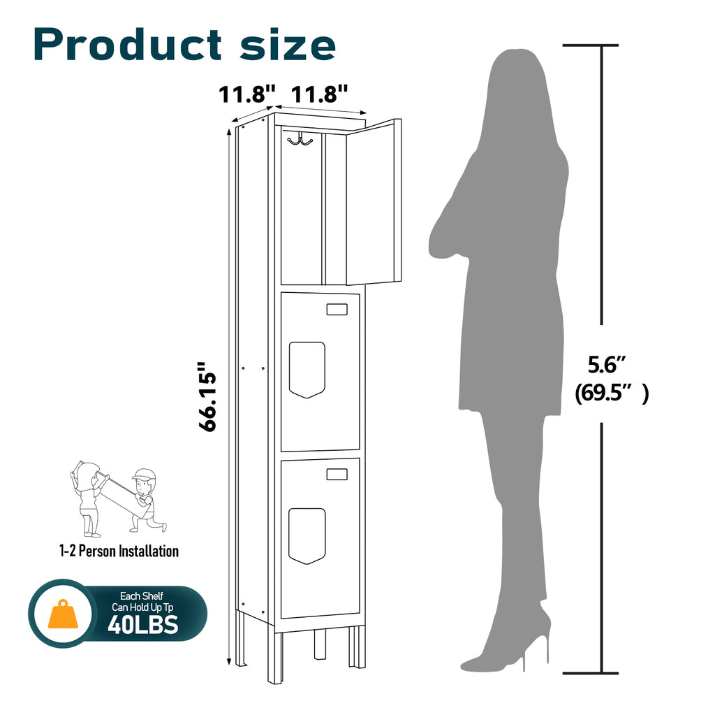 66" Height Metal Storage Locker 3 Door - Sapital