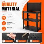KAER 3‑Tier Metal Storage Shelving Unit with Pegboard
