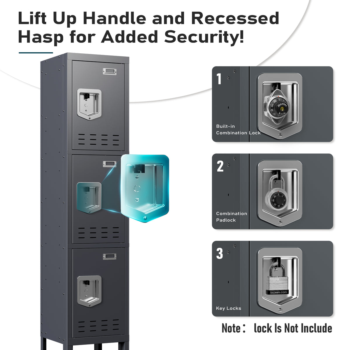 66" Height Metal Storage Locker 3 Door - Sapital