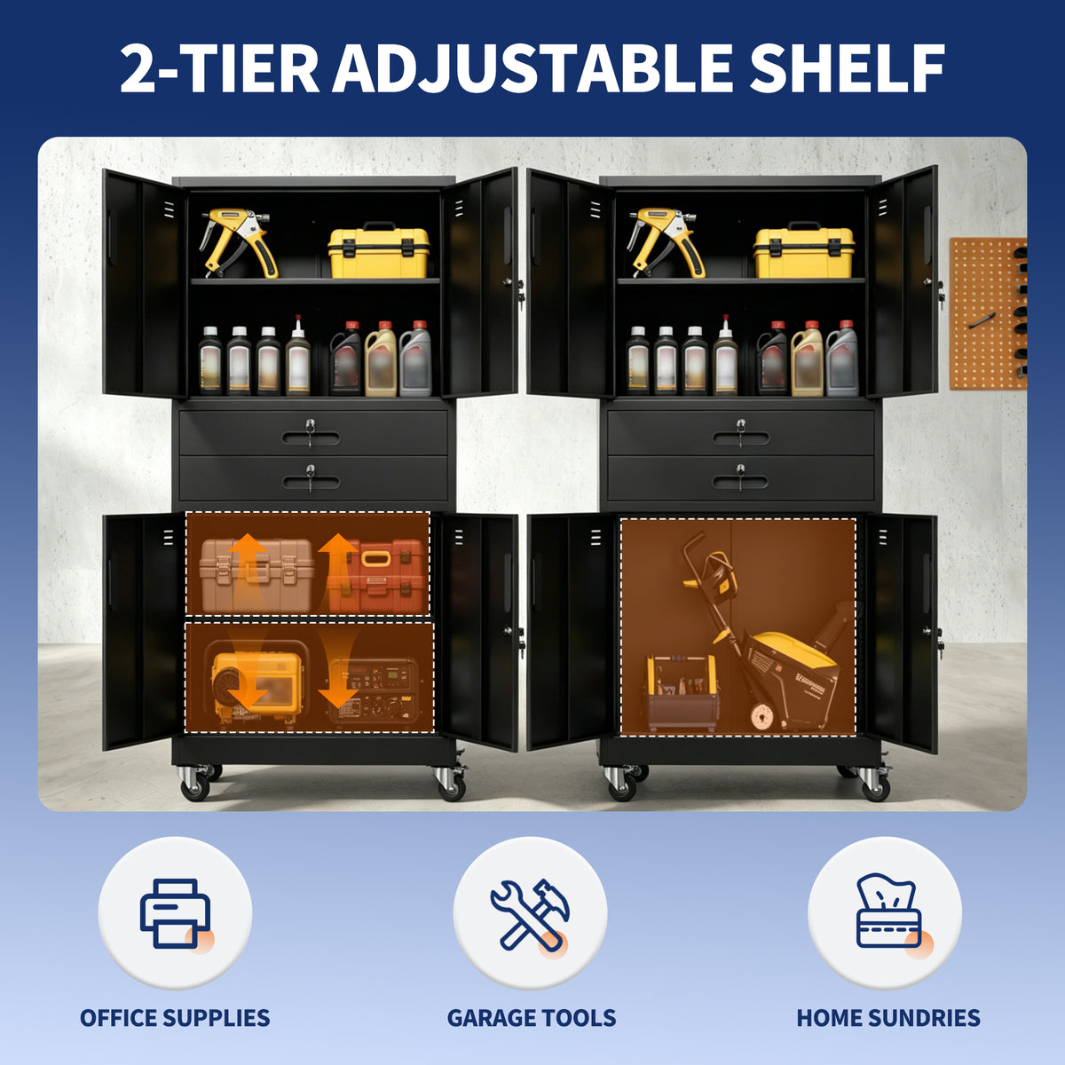 KAER 71"H 4-Tier Metal Garage Storage With 2 Drawers