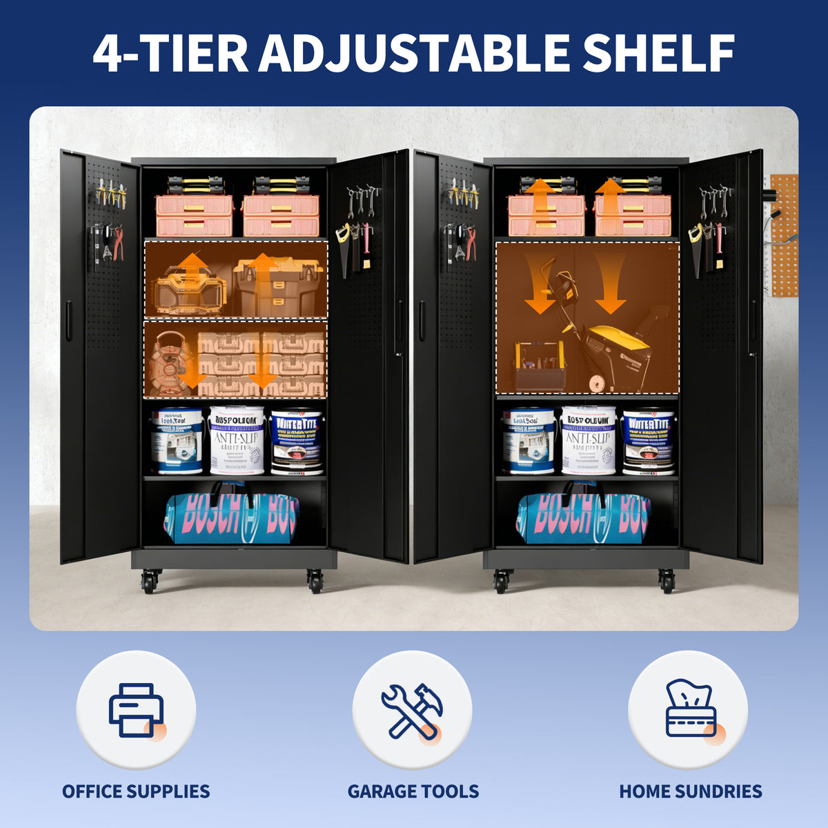 KAER 71"H 5-Tier Metal Garage Storage With 2 Wheels