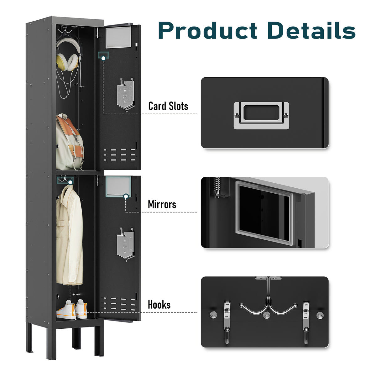 66" Height Metal Storage Locker 2 Door - Sapital