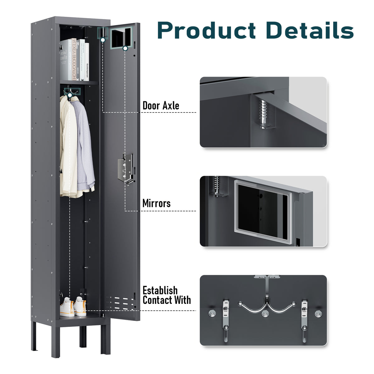 66" Height Metal Storage Locker 1 Door - Sapital