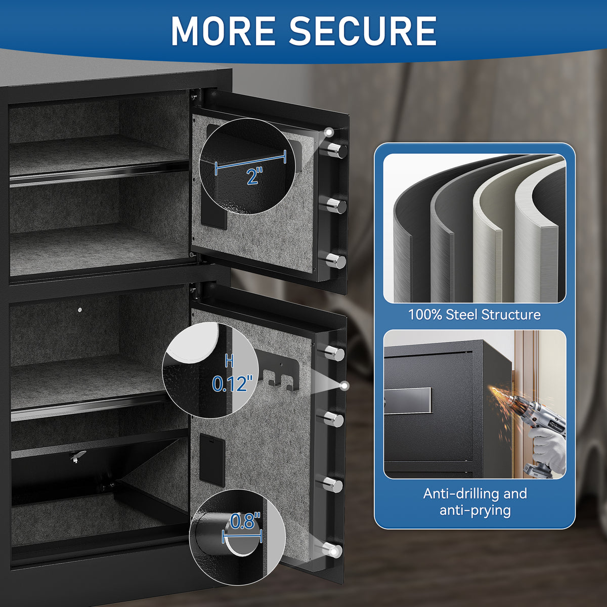 8.6 Cuft Extra Large Dual Door Safe Box