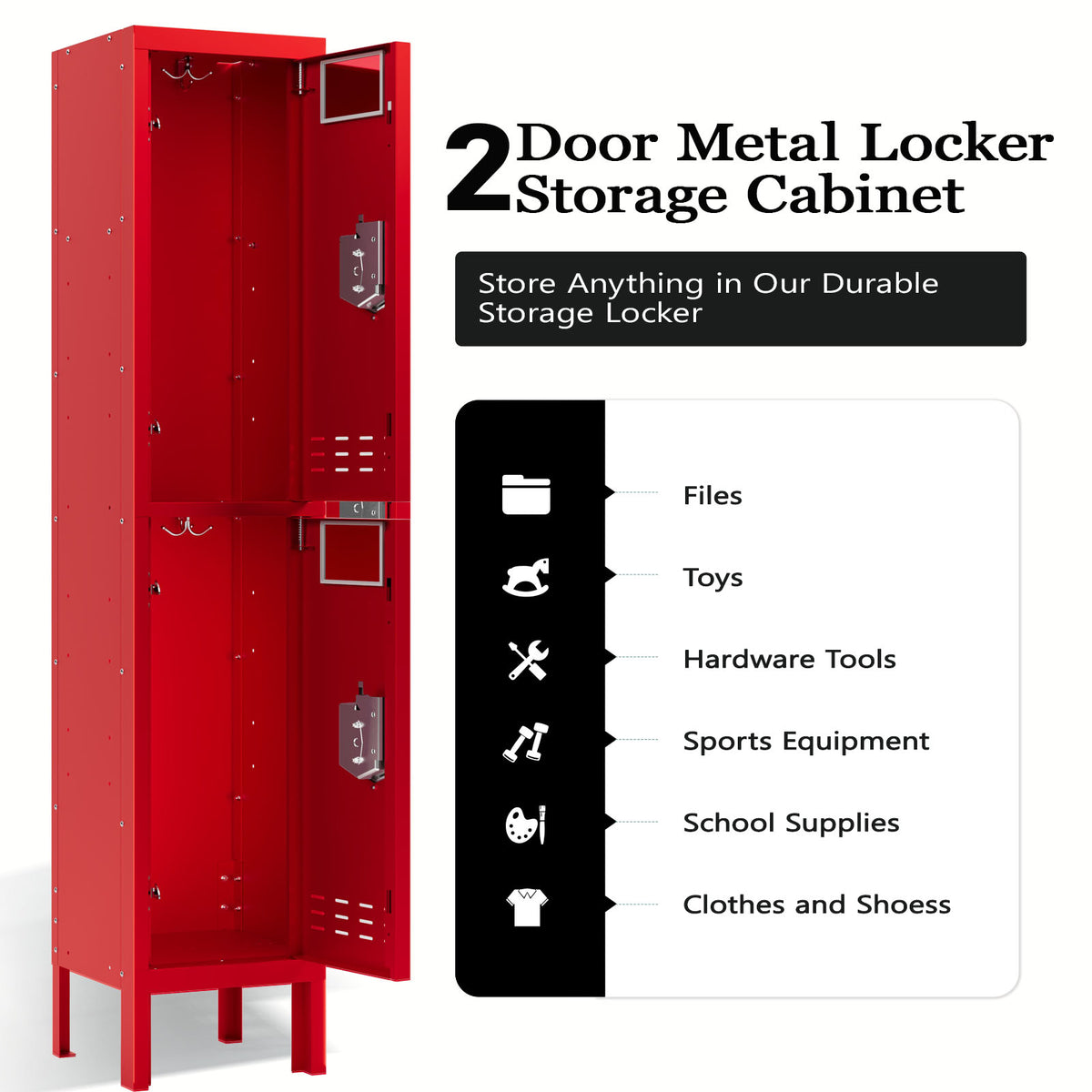 66" Height Metal Storage Locker 2 Door - Sapital