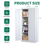KAER 71"H 4-Tier Metal Garage Storage Cabinet White