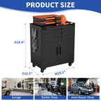 KAER Rolling Tool Cabinet with 3 Drawers, Lockable Doors & Pegboard Sides