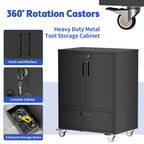KAER Rolling Metal Garage Storage Cabinet with Drawer & Lockable Doors