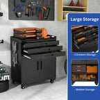 KAER Rolling Tool Cabinet with 3 Drawers, Lockable Doors & Pegboard Sides