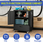 KAER Rolling Metal Garage Storage Cabinet with Drawer & Lockable Doors