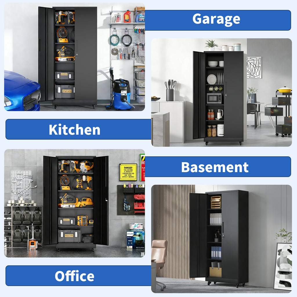KAER 71"H 5-Tier Metal Garage Storage With Wheels