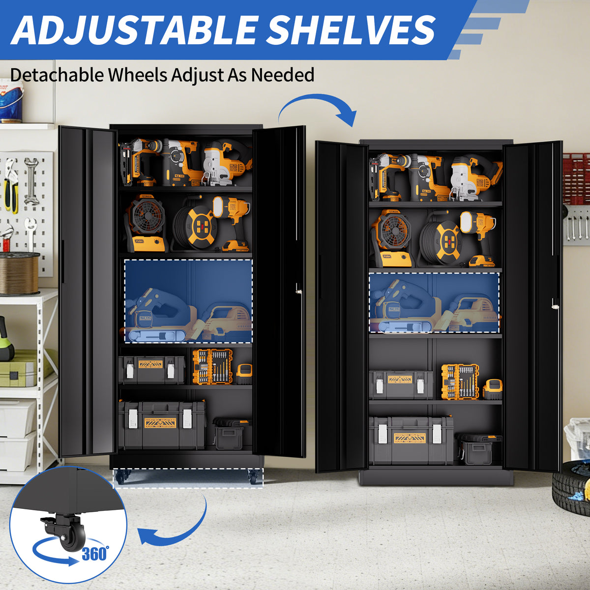 KAER 71"H 5-Tier Metal Garage Storage With Wheels