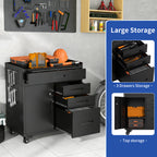 KAER Rolling Tool Cabinet with 4 Drawers, Lockable Cabinet & Pegboard Side