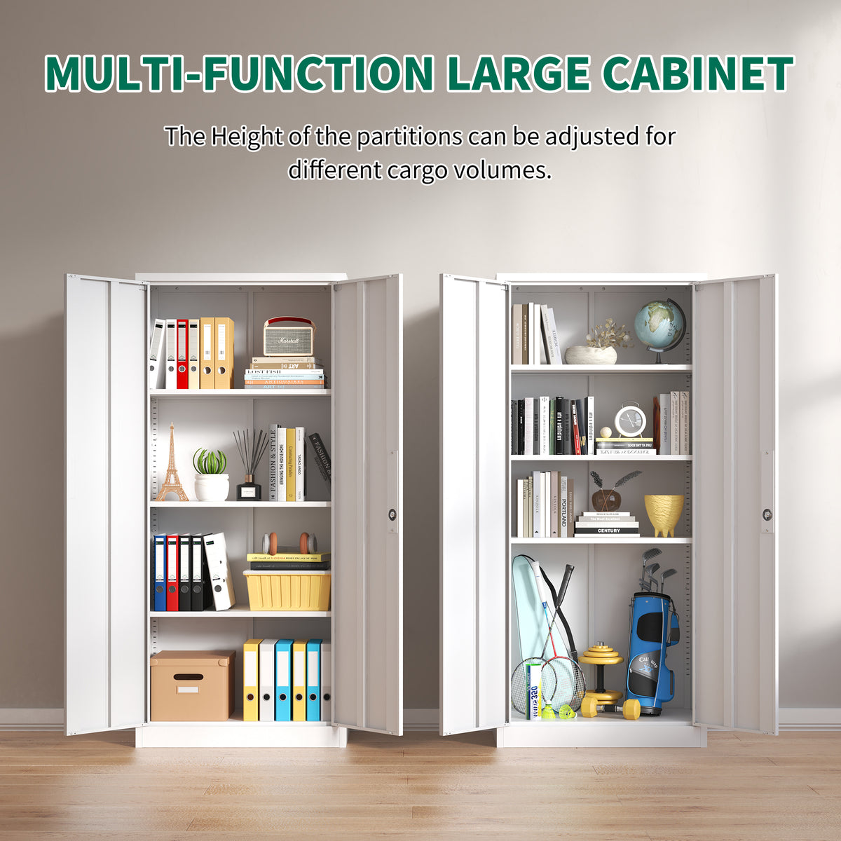 KAER 71"H 4-Tier Metal Garage Storage Cabinet White