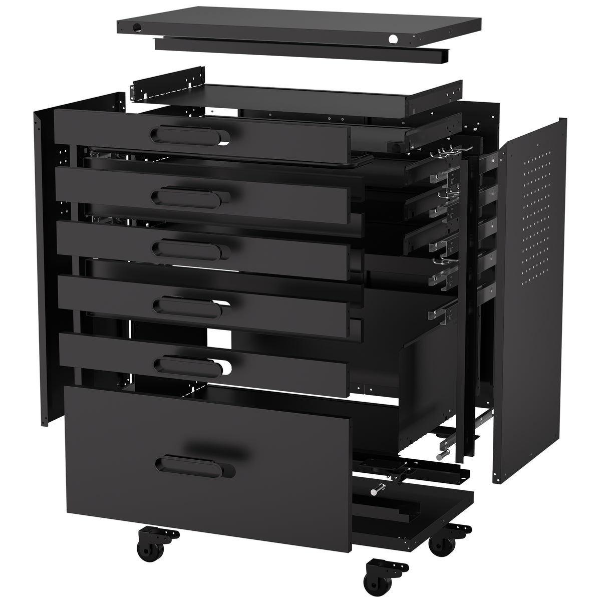 KAER 6-Drawer Rolling Tool Chest with Pegboard Sides