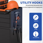 KAER Rolling Tool Cabinet with 3 Drawers, Lockable Doors & Pegboard Sides