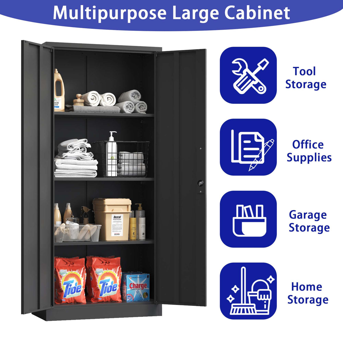 KAER 71"H 4-Tier Metal Garage Storage Cabinet