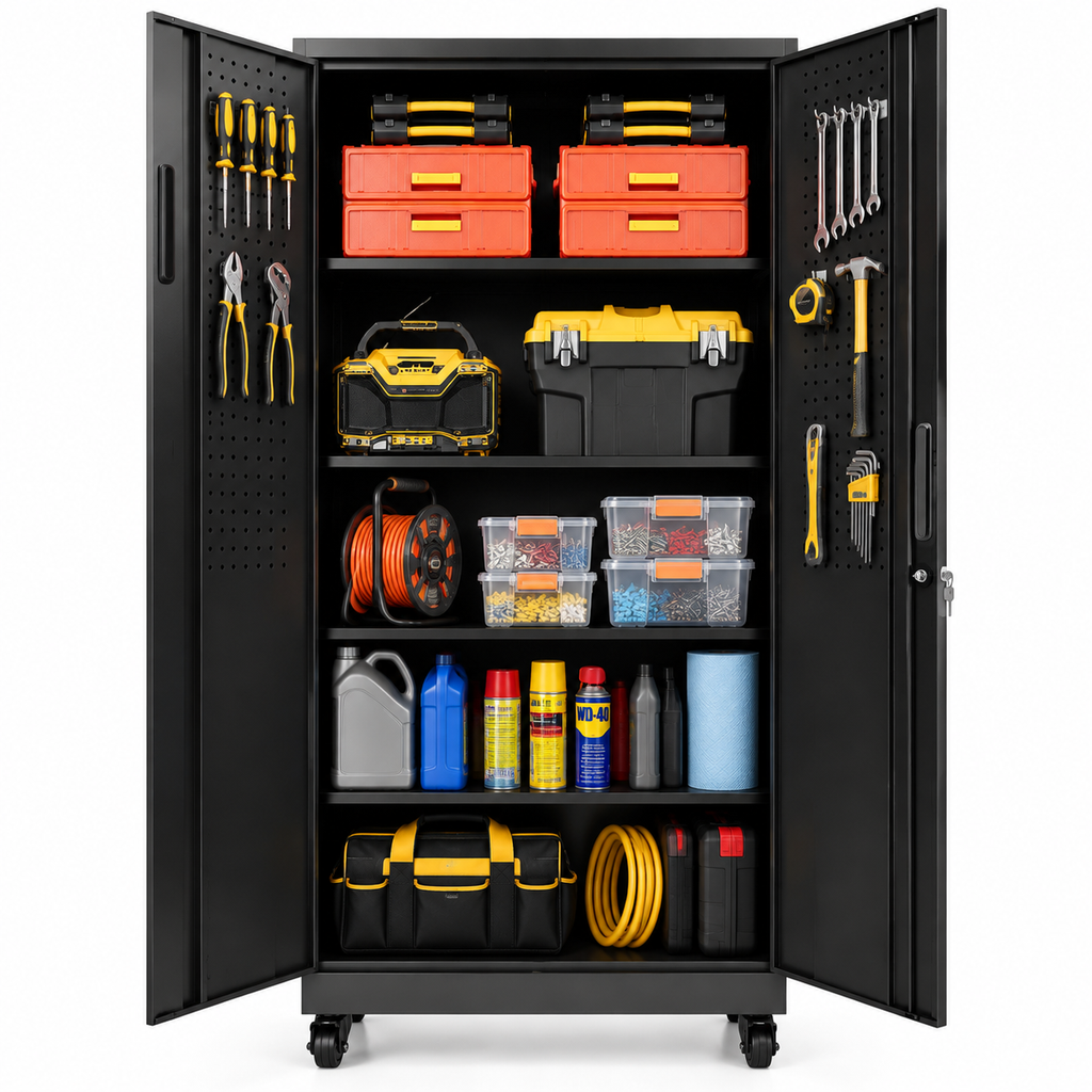 KAER 71"H 5-Tier Metal Garage Storage With 2 Wheels