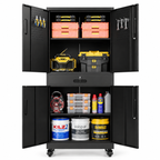 KAER 71"H Mobile 4-Tier Metal Garage Storage With 1 Drawer