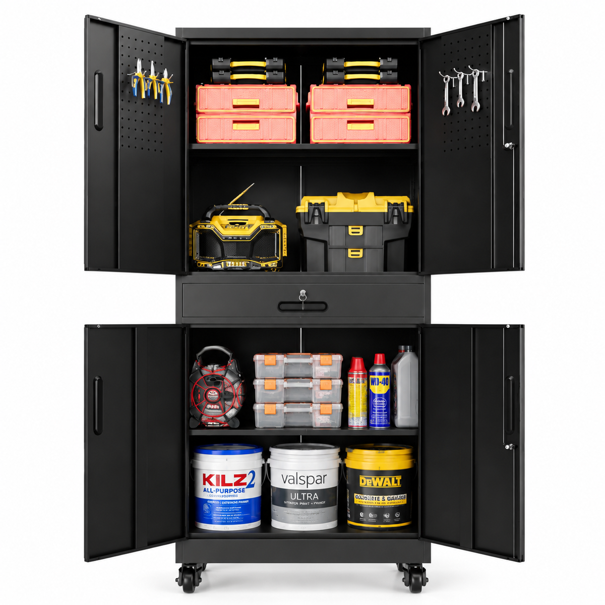 KAER 71"H Mobile 4-Tier Metal Garage Storage With 1 Drawer