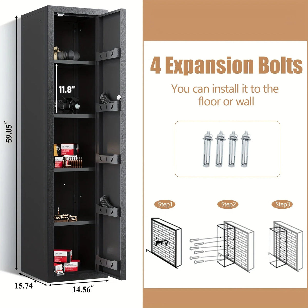 59"H Gun & Ammo Storage Cabinet - Sapital