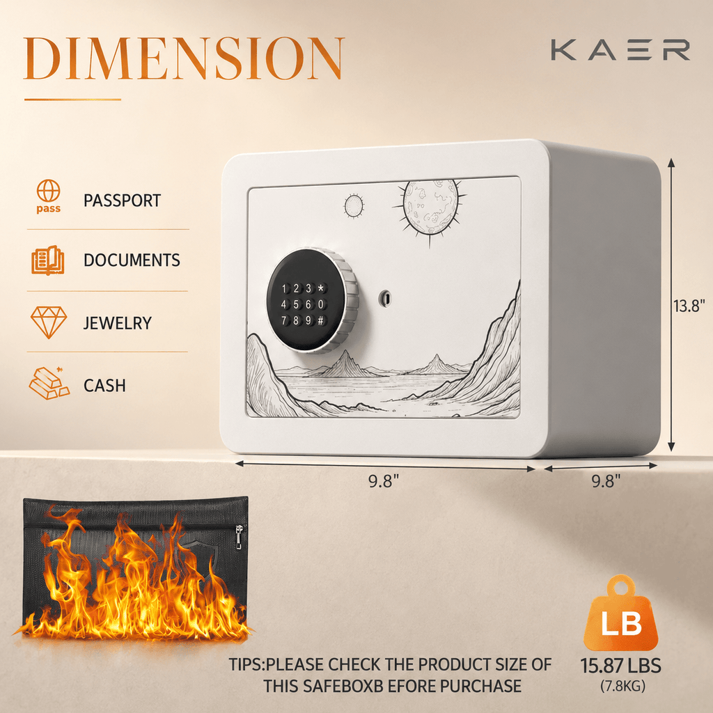 KAER Compact Digital Safe Box with Removable Shelf - KaerWorld