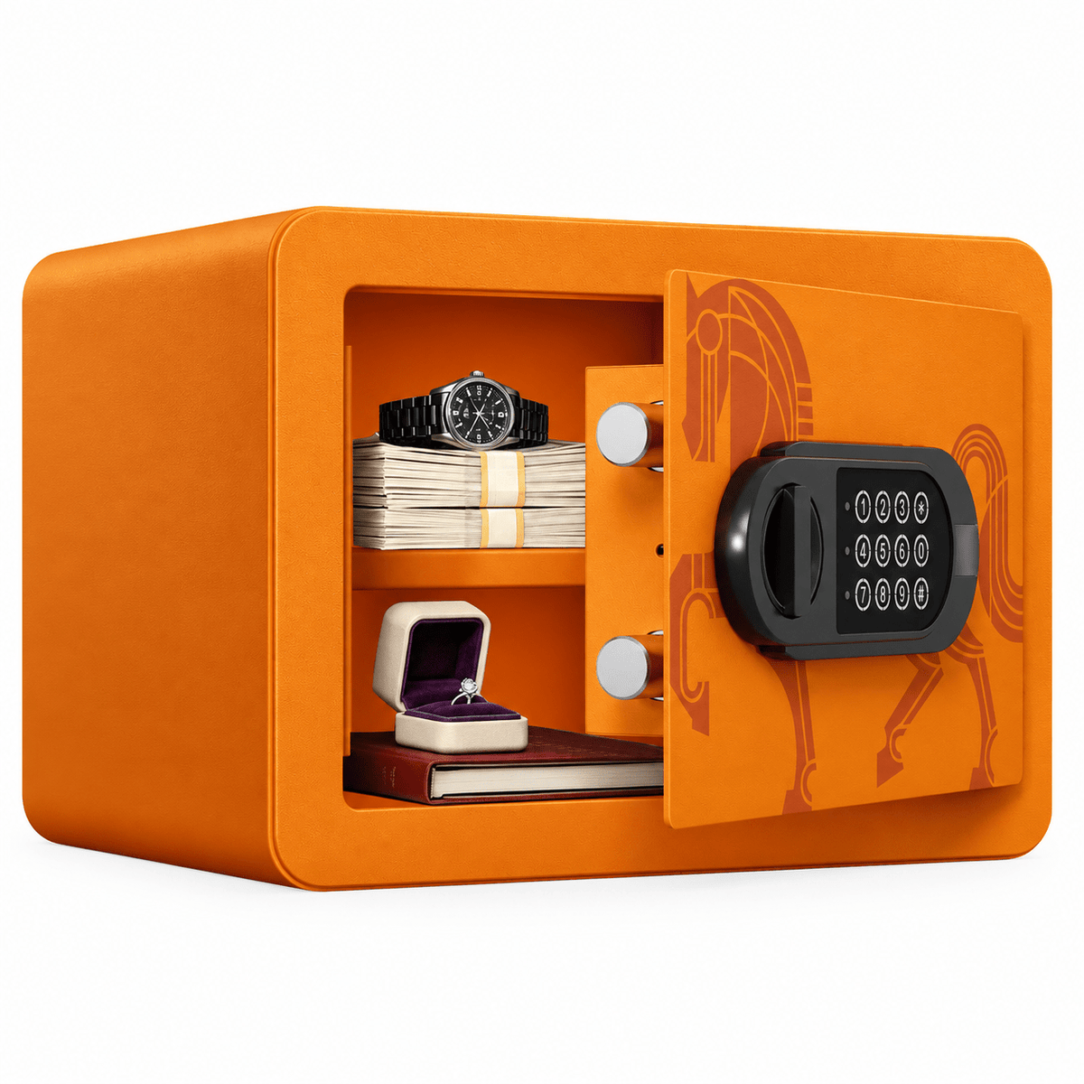 KAER Compact Digital Safe Box with Removable Shelf (Orange) - KaerWorld