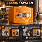 KAER Compact Digital Safe Box with Removable Shelf (Orange) - KaerWorld