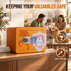 KAER Compact Digital Safe Box with Removable Shelf (Orange) - KaerWorld